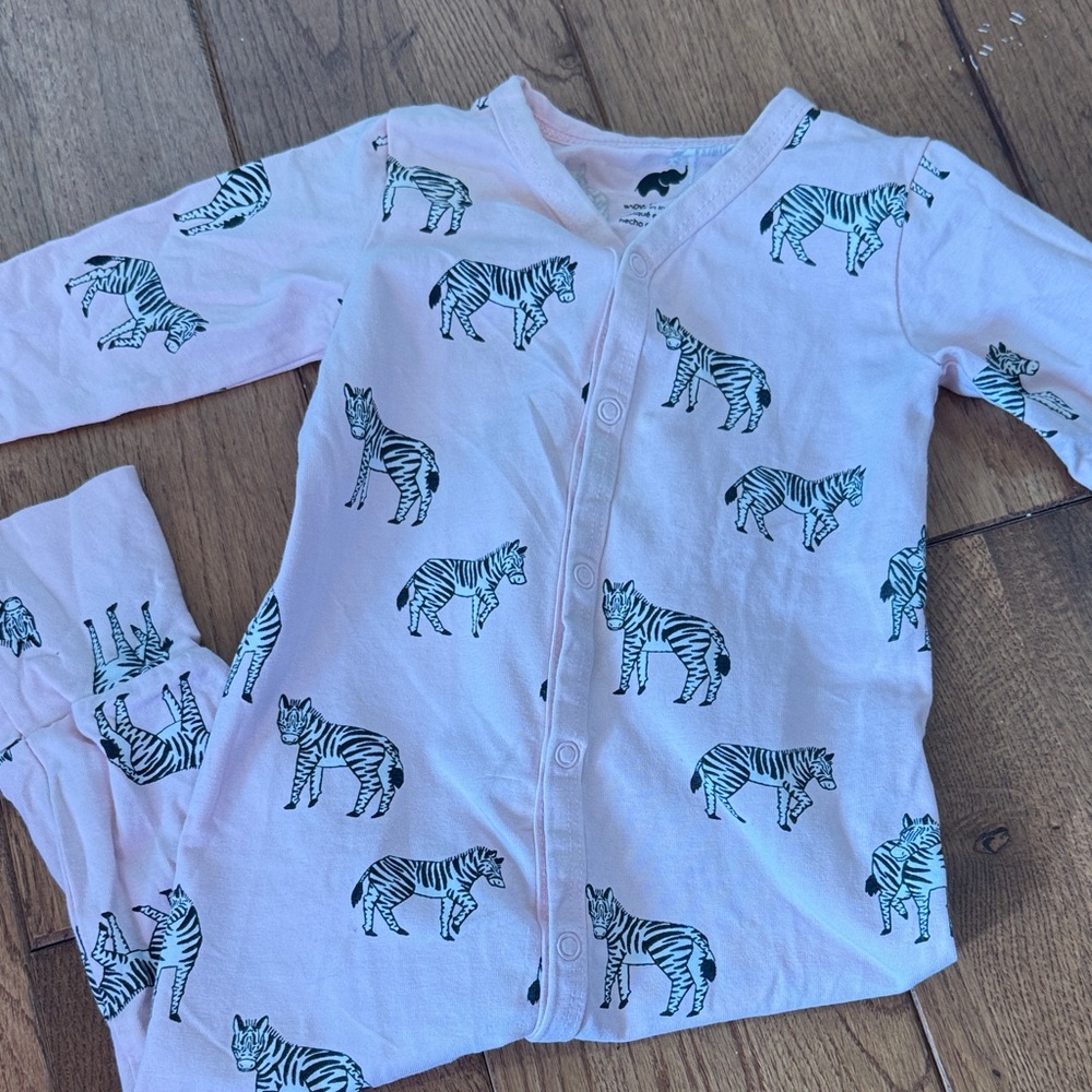 Monica and Andy Pink Zebra Print Kids Pajamas 6-9m